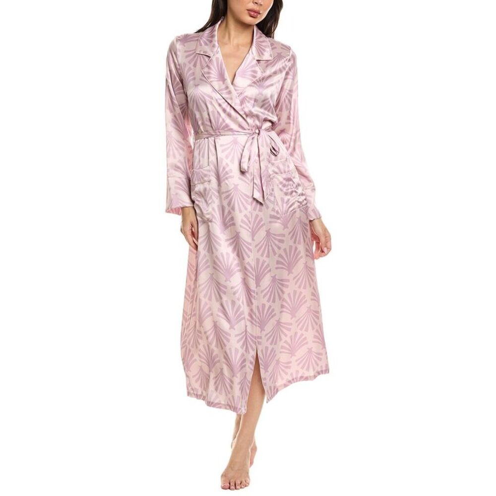 Petite Plume Womens  Long Silk Robe, Pink
